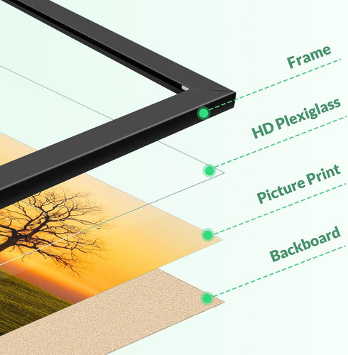 19.25x26.75 19.25x26.75 Picture Frame for Wall Display, Black Picture Frame with Shatter Resistant Plexiglass, Stable