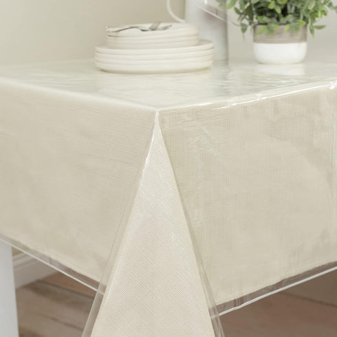 Benson Mills Heavy Duty Clear Plastic Tablecloth Protector, 100% Waterproof Vinyl, 60" x 124" Rectangular