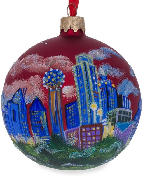 Dallas, Texas Glass Ball Christmas Ornament, 3.25 Inches