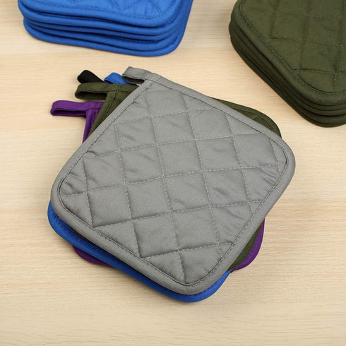 6 Pack Cotton Pot Holders Set, 7 Inch Heat Resistant Hot Pads for Cooking and Baking, Dark Grey