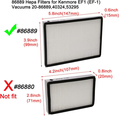 EZ SPARES 3 PCS Compatible with Kenmore EF1 (EF-1) Exhaust Vacuum Filter, Compares to 86889 HEPA Filter
