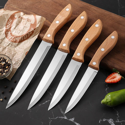Ultra Sharp Paring Knife for Peeling, Cutting Fruits, Vegetables, and Meat, Stainless Steel with Wooden Ergonomic Handle