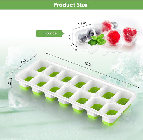 Ice Cube Trays, 4 Pack Durable Stackable Trays with Spill-Resistant Lids, Easy-Release Silicone Ice Maker