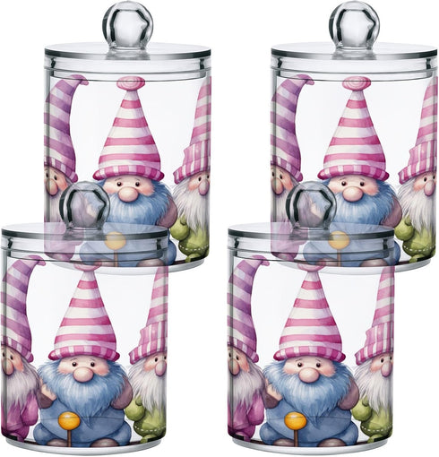 Gnomes Pink 2PC Airtight Transparent Plastic Storage Jar Food Storage Container Plastic for Food Herbs Tea etc with Storage Lid easy to use and clean With lid Easy To Use by Zhirexin