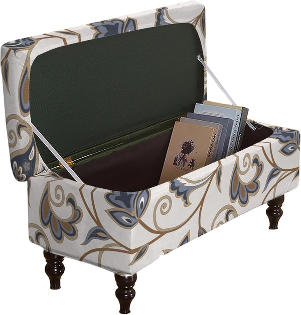 Eco-Ancheng Storage Ottoman Cover Rectangle Ottoman Slipcover Folding Storage Bench Cover Footrest