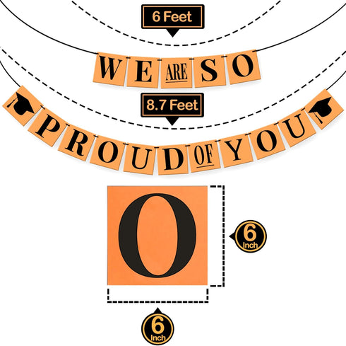 KatchOn We Are So Proud Of You Banner - 14 Feet, No DIY, Black Orange Grad Decorations