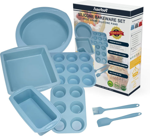 Economical 7in1 Nonstick Silicone Baking Cake Pan, Cookie Sheet Molds, Heat Resistant Bakeware Tools