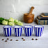 City to Cottage Handcrafted Navy Blue Stripe Ceramic Espresso Cups - Set of 4 for Espresso Machine