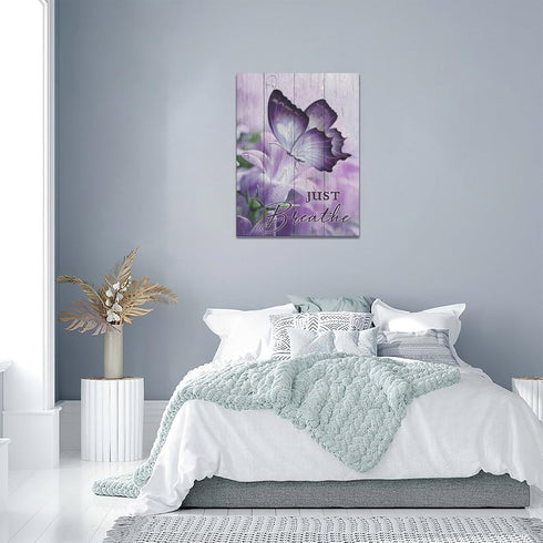 Farmhouse Butterfly Wall Art, Purple Bathroom Decor, Canvas Prints for Bedroom Living Room 12"x16"