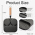 Egg Pan Omelette Pan, 3 Section Square Divided Breakfast Grill Pan with Solid Wood Handle, Nonstick Frying Pan for
