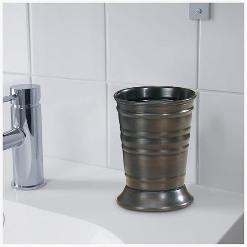 nu steel Bogart Metal Tumbler, Oil Rubbed Bronze Makeup Brush Holder and Toothbrush Cup for Bathroom, Desk, Dorm