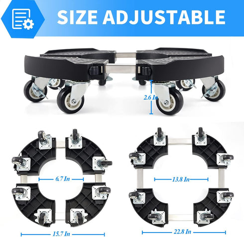 8 8 inch-22 inch 500lbs TreeGun Plant Caddy with Wheels Heavy Duty with Lockable Casters, Rolling Plant Stand