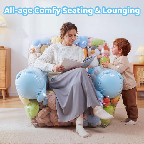 NTYNTY Clear Stuffed Animal Storage Bean Bag Chair Cover for Kids,Extra Large Beanbag Chair Cover with Zipper,PVC Bean