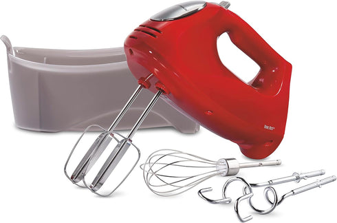 Hamilton Beach 6-Speed Electric Hand Mixer - 275 Watts with Whisk, Traditional Beaters, Red
