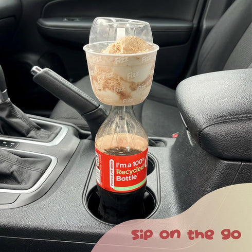 6-Pack Fizz The Cup On-The-Go Ice Cream Float - Fits Plastic & Glass Soda or Drink Bottles - Leak-Proof Party