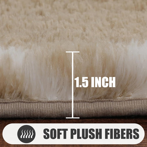 5x7 ONASAR Area Rugs for Living Room Bedroom, Fluffy Beige and White Shag Rug, Geometric Boho Soft Plush Shaggy Floor