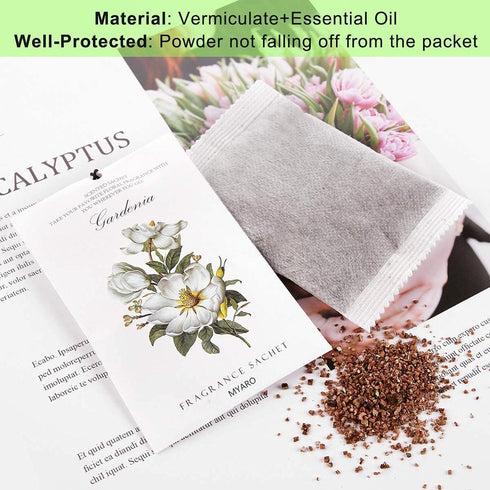 MYARO 12 Packs Gardenia Scented Sachets for Drawer and Closet, Long-Lasting Home Fragrance Sachet