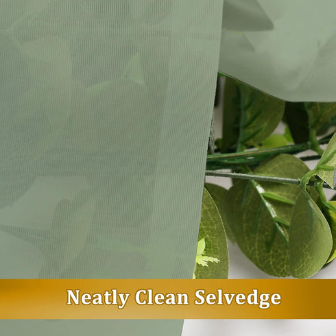 Sage Green Sheer Curtains, 36 inches Long, 2 Panels, Solid Cafe Curtains for Bathroom or Kitchen