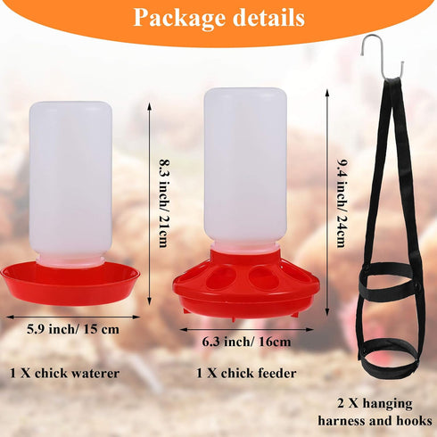 2 Packs 1L 1L Chick Feeder and Waterer Kit Chick Feeder and Chick Waterer Chicken Feeder and Hanging Chicken Waterer