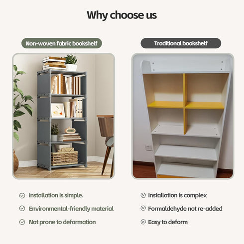 4-Cube Closet Storage Organizer Shelf Tool-Free Assembly Cube Bookcase for Bedroom, & Small Spaces, Bookshelf Organizer