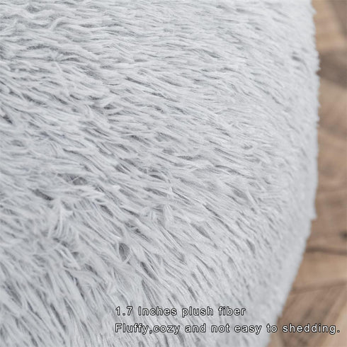 20x20x12 Inches Asuprui Fur Ottoman Stool Unstuffed Footstool Cover Floor Pouf Foot Rest No Filler Round Poof Seat