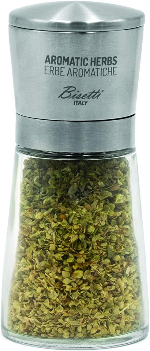 Bisetti Herbs Mill - One Size, Glass/Stainless Steel, Transparent