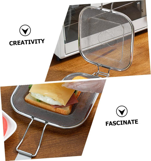 SUPVOX Sandwich Grill Folding Tray - Microwave Toaster Sandwich Maker for Bread Slice Grill Oven
