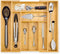 Dynamic Gear Premium Bamboo Silverware Organizer - Adjustable Kitchen Drawer Tray (6-8 slots)