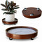 Plant Caddy with Wheels Indoor Bamboo Rolling 12" inch Plant Stand with
