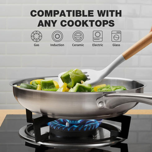 KOCH SYSTEME CS 10 Inch Stainless Steel Frying Pan, PFAS-Free, Induction Compatible with Stay-Cool Handle
