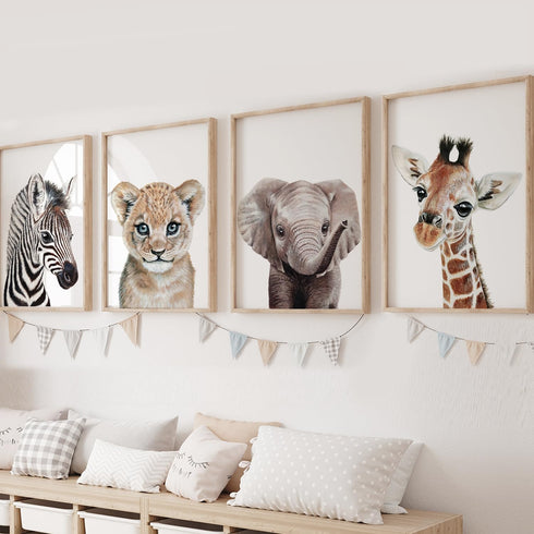 KIU DESIGNS Nursery Wall Art - Unframed Safari Nursery Decor - Set