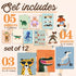 Aroutde 12Pcs Baby Nursery Room Decor, Cartoon Animal Playroom Canvas Wall Art Kids Transport Inspirational Quotes