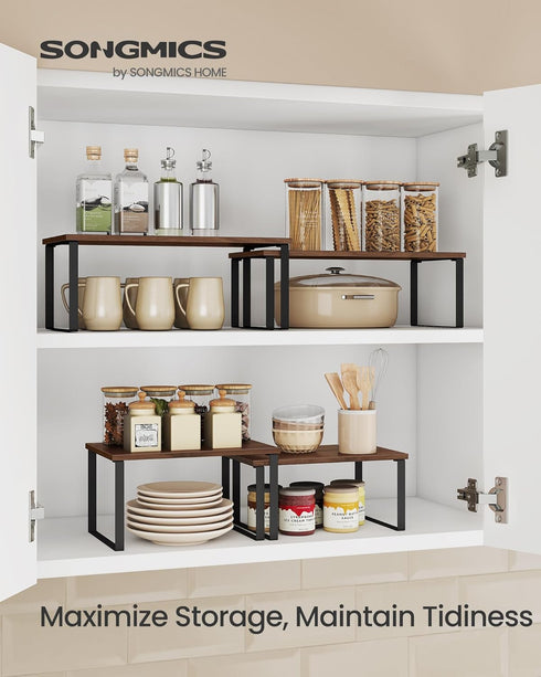 Set 2 Counter UKCS025K01 SONGMICS Cabinet Organizer Shelf, of Kitchen Shelves, Kitchen Storage, Spice Rack, Stackable