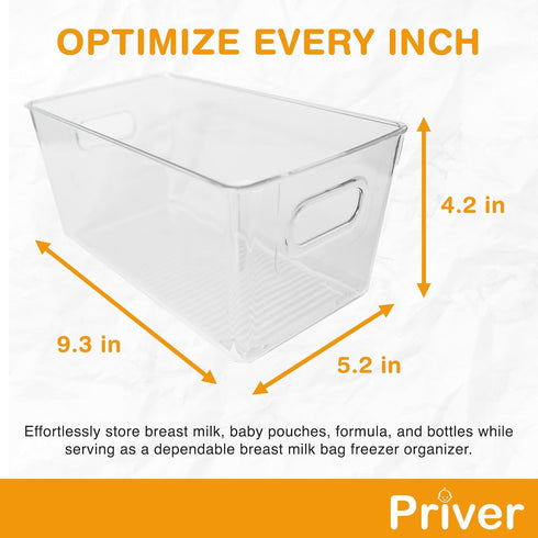 2 pack 5.2 9.3" 4.2" Priver - Breast Milk Freezer Storage Containers, - Breastfeeding Essential in Organization