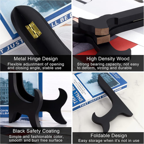 Petutu 2 Pack 8 Inch Wooden Display Stand, Plate Easels Holder Black