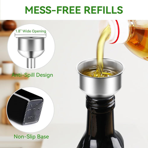 Set 17oz/500ml, Vakoo Oil and Vinegar Dispenser - Extra Thick Glass, Leak-Proof, Olive Oil Dispenser Bottle for Kitchen