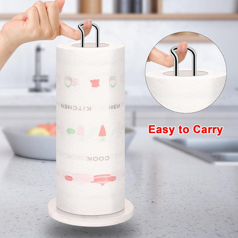NearMoon Paper Towel Holder Countertop, Sturdy Kitchen Metal Paper Towel Stand Dispenser with Marble Base, Standard or Jumbo-Sized for Kitchen Countertop, Farmhouse, Living Room, Chrome Finish