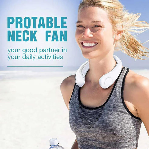 Rechargeable Neck Fans with 360° Cooling, Portable Bladeless Wearable Fan with 4000mAh Battery and 3 Speeds