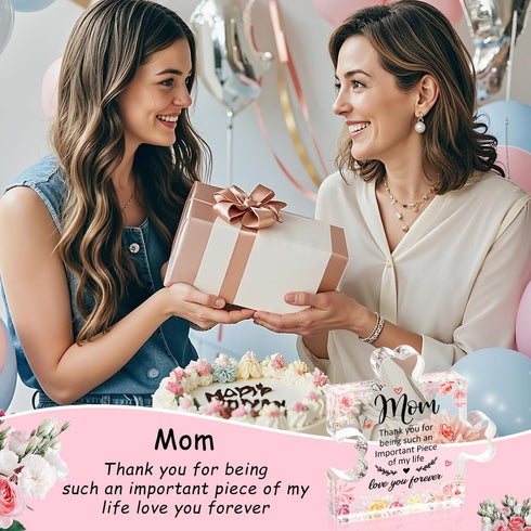 Countertop, Emibele Gifts for Mom, Mom Birthday Gifts, Decorative Engraved Acrylic Block Puzzle Piece Plaque for Mom