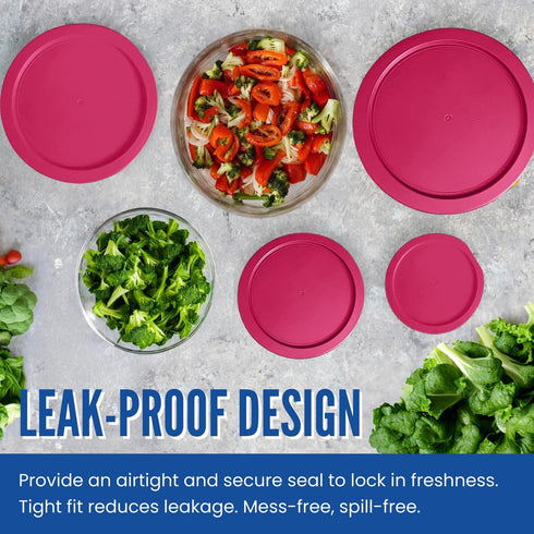 Replacement Lid for Pyrex 7.5" (7 Cup) Storage Plastic Cover Bowl 7402-PC Fuchsia (6-Pack)