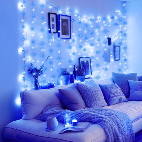 Minetom 300 LED Dimmable Curtain Lights, USB Powered Fairy Lights with Remote and Timer, 8 Modes for Indoor Decor