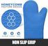 Rorecay Extra Long Oven Mitts and Pot Holders Set, Heat Resistant Silicone Oven Mittens for Kitchen Baking (Lake Blue)