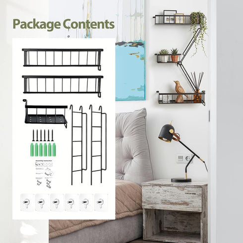 2.5 SweetSage Fire Escape Wall Shelf, Modern City Corner Wall Decorative Action Figure Metal Display with Mini Shelf