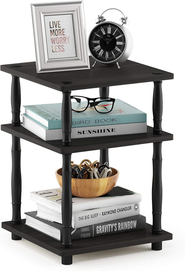 Furinno Turn-N-Tube Easy Assembly Multipurpose End Table, Side Table, Nightstand, French Oak Grey/Black