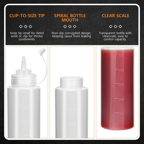 OAMCEG 16OZ Squeeze Bottles - 8 Pack Durable Plastic Condiment Bottles for Ketchup, BBQ, Sauces, Arts and Crafts