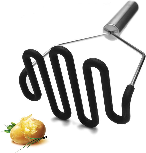 Jell-Cell Potato Masher with Silicone Protect Body, Premium Non-Scratch Stainless Steel for Smooth Mashed Potatoes