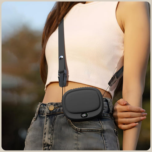 Portable Neck Fan, Mini Handheld USB Rechargeable Fan, 5 Speed Adjustable, Hands Free Wearable Fan (Black)