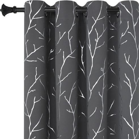 BUHUA Blackout Curtains for Bedroom, 63 Inch Length Thermal Insulated Grommet Top Curtains, 2 Panels, Dark Grey