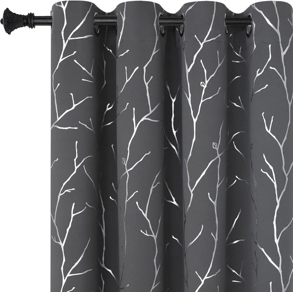 BUHUA Blackout Curtains for Bedroom, 63 Inch Length Thermal Insulated Grommet Top Curtains, 2 Panels, Dark Grey