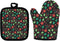 Oven Mitts and Pot Holder Set of 2, Durable Cotton Lining Heat Insulation Gloves for Kitchen